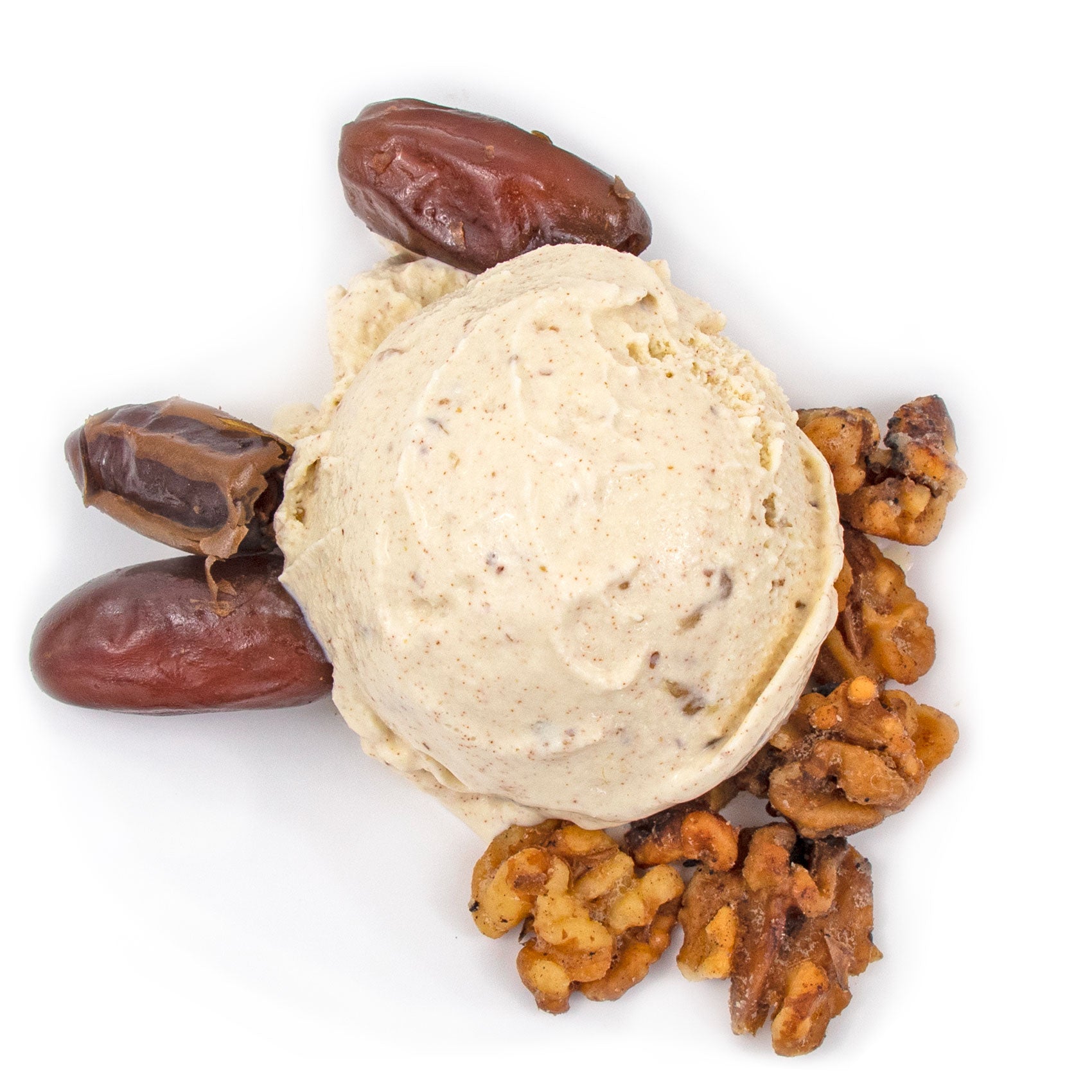 Sirian date and walnut ice cream scoop