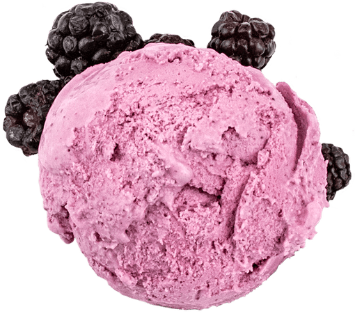  ice cream scoop with blackberries on a transparent background